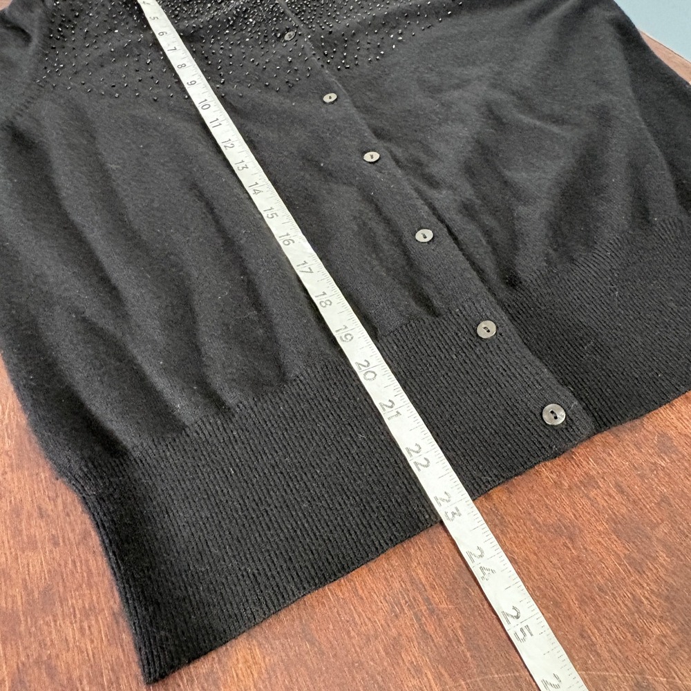 Womens Black Lambswool Cashmere Beaded Cardigan Size XL Holiday Elevated Career - Picture 9 of 10